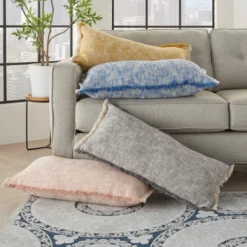 14"x30" Life Styles Woven Fringe Lumbar Throw Pillow - Mina Victory -Decor Haven Store GUEST b42da729 b236 440b b4c9 34071418b206