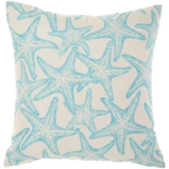 18"x18" Reversible Indoor/Outdoor Starfish And Wave Square Throw Pillow - Mina Victory -Decor Haven Store GUEST bac2cb83 4231 4e33 ae8b ecc50dcf1652