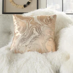 Mina Victory Luminecence Metallic Marble Rose Gold Pillow - 20"X20" 9 Mina Victory Luminecence Metallic Marble Rose Gold Pillow - 20"X20" -Decor Haven Store GUEST bcdc70ce 2a59 48bf bdcd 42b4f495273c