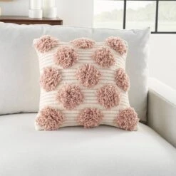 18"x18" Life Styles Tufted Pom Poms Square Throw Pillow - Mina Victory -Decor Haven Store GUEST bdf249a6 2be9 45a1 8780 e2d556d11e26