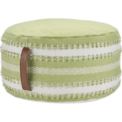Mina Victory Woven Stripes Outdoor Pouf With Handle -Decor Haven Store GUEST c42e4cf0 f6d0 4d76 9864 40b14bc06acb