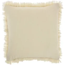 17"x17" Shag Chindi Short Cut Square Throw Pillow Ivory - Mina Victory -Decor Haven Store GUEST c5191e2b 4b70 4c12 b88b 026b481b8037
