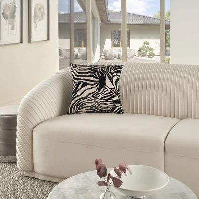 Mina Victory Sofia Jaquard Zebra Velvet 18" X 18" Black Indoor Throw Pillow 4 Mina Victory Sofia Jaquard Zebra Velvet 18" X 18" Black Indoor Throw Pillow - Image 2