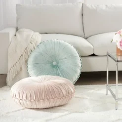 Sofia Pin Tuck Velvet Round Floor Cushion - Mina Victory -Decor Haven Store GUEST c9833806 d302 453f bd4c 16afdde62331