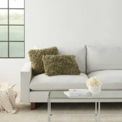 17"x17" Shag Chindi Short Cut Square Throw Pillow Sage - Mina Victory -Decor Haven Store GUEST cdd01060 1d9e 4cd4 bec0 dbdf78bdba34