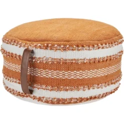 Mina Victory Woven Stripes Outdoor Pouf With Handle -Decor Haven Store GUEST cf0dfe6a 137a 465b a512 94737bfe25c5