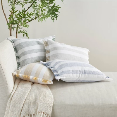 Life Styles Chambray Striped Throw Pillow - Mina Victory 3 Life Styles Chambray Striped Throw Pillow - Mina Victory