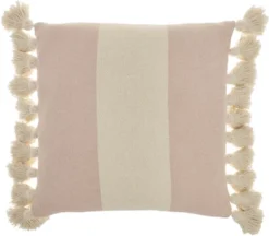 Mina Victory Life Styles Color Block Stripes With Tassel 18"x18" Indoor Throw Pillow -Decor Haven Store GUEST d798b1e5 76d0 4f6a 8150 7a2d8dd99816