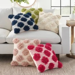 18"x18" Life Styles Tufted Pom Poms Square Throw Pillow - Mina Victory -Decor Haven Store GUEST d8495064 821e 4469 80ec db19f80abf34