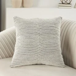 Mina Victory Luminescence Sweetheart Stripes 20" X 20" Ivory/Silver Indoor Throw Pillow -Decor Haven Store GUEST d8f7c465 2a9f 419c 96b5 4ded615c3c39