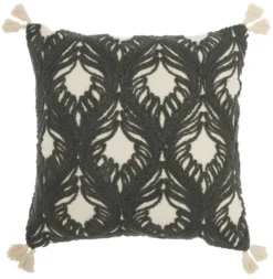 Mina Victory Life Styles Embroidered Feathers 18" X 18" Indoor Throw Pillow -Decor Haven Store GUEST d9bbf057 3fdc 4f95 8116 572d71690d8e