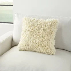 17"x17" Shag Chindi Short Cut Square Throw Pillow Ivory - Mina Victory -Decor Haven Store GUEST ddfb1cbd 0811 4d45 b81e de1324dc7120