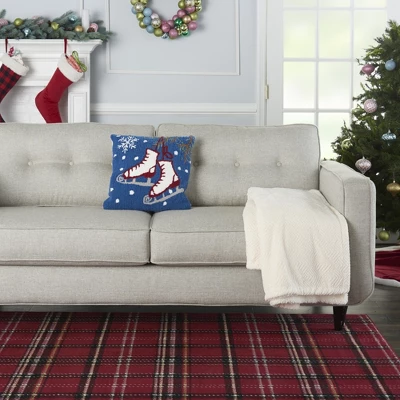 Mina Victory Home For The Holiday Ice Skates 18" X 18" Multicolor Indoor Throw Pillow 3 Mina Victory Home For The Holiday Ice Skates 18" X 18" Multicolor Indoor Throw Pillow