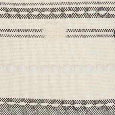 20"x20" Oversize Ribbed Square Throw Pillow With Pom-Poms Black/Ivory - Mina Victory 4 20"x20" Oversize Ribbed Square Throw Pillow With Pom-Poms Black/Ivory - Mina Victory - Image 2