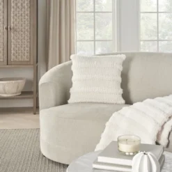 Mina Victory Faux Fur Knit Stripes 20" X 20" Ivory Indoor Throw Pillow 9 Mina Victory Faux Fur Knit Stripes 20" X 20" Ivory Indoor Throw Pillow -Decor Haven Store GUEST ebcff393 7804 474d 9e56 3bfebacc5863