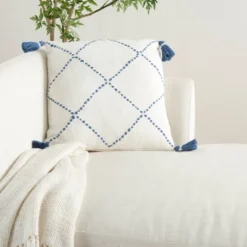 20"x20" Oversize Life Styles Braided Lattice Square Throw Pillow With Tassels - Mina Victory -Decor Haven Store GUEST ed85a75a c68d 4181 8af9 889364634364