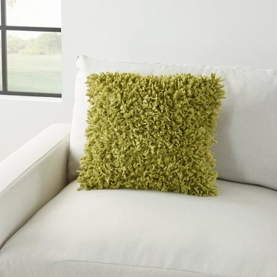 17"x17" Shag Chindi Short Cut Square Throw Pillow Lime - Mina Victory 7 17"x17" Shag Chindi Short Cut Square Throw Pillow Lime - Mina Victory - Image 5