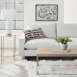 Reversible Indoor/Outdoor Rose And Zebra Print Throw Pillow Black/White - Mina Victory -Decor Haven Store GUEST ee806dcf b1e5 4aee 9e09 4d3f5a873003