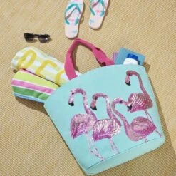 Mina Victory Flamingo Turquoise Beach Tote Bag -Decor Haven Store GUEST f4b74028 554c 4e00 81ff f832f20ead10
