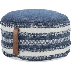 Mina Victory Woven Stripes Outdoor Pouf With Handle -Decor Haven Store GUEST ff52eb15 4698 433a adb3 7f1e1d178d41